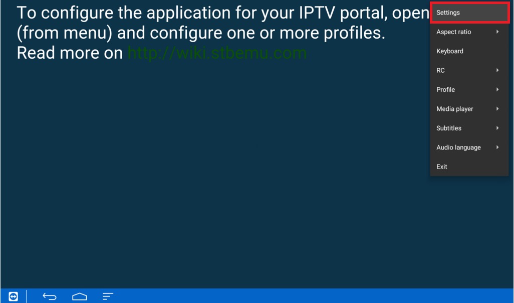 STB Emulator - Configure Portal